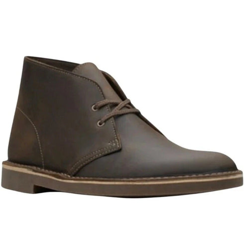 Clarks Men Bushacre 2 Olive Oily Leather US 9 M Green Chukka Boots